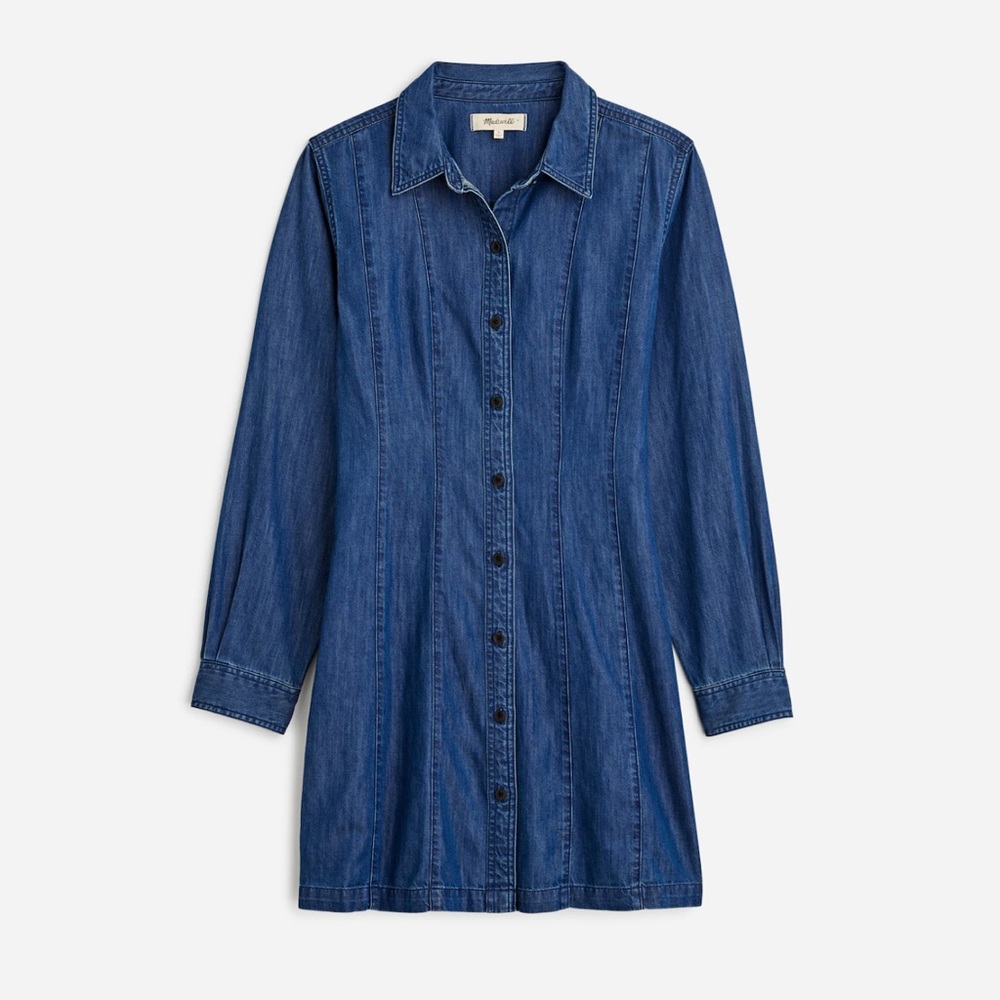 Madewell Denim Seamed Mini Dress in Clearfield Wash